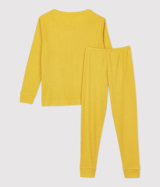 Pijama liso de niña/niño algodón y lyocell amarillo OCRE
